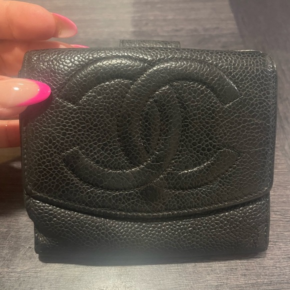Chanel Caviar Leather Bifold Wallet With Coin Pouch